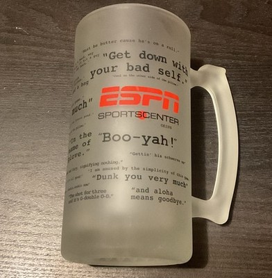 ESPN Sportscenter Frosted Glass Mug 24oz Famous-Quotes Beer Stein Drinks Barware