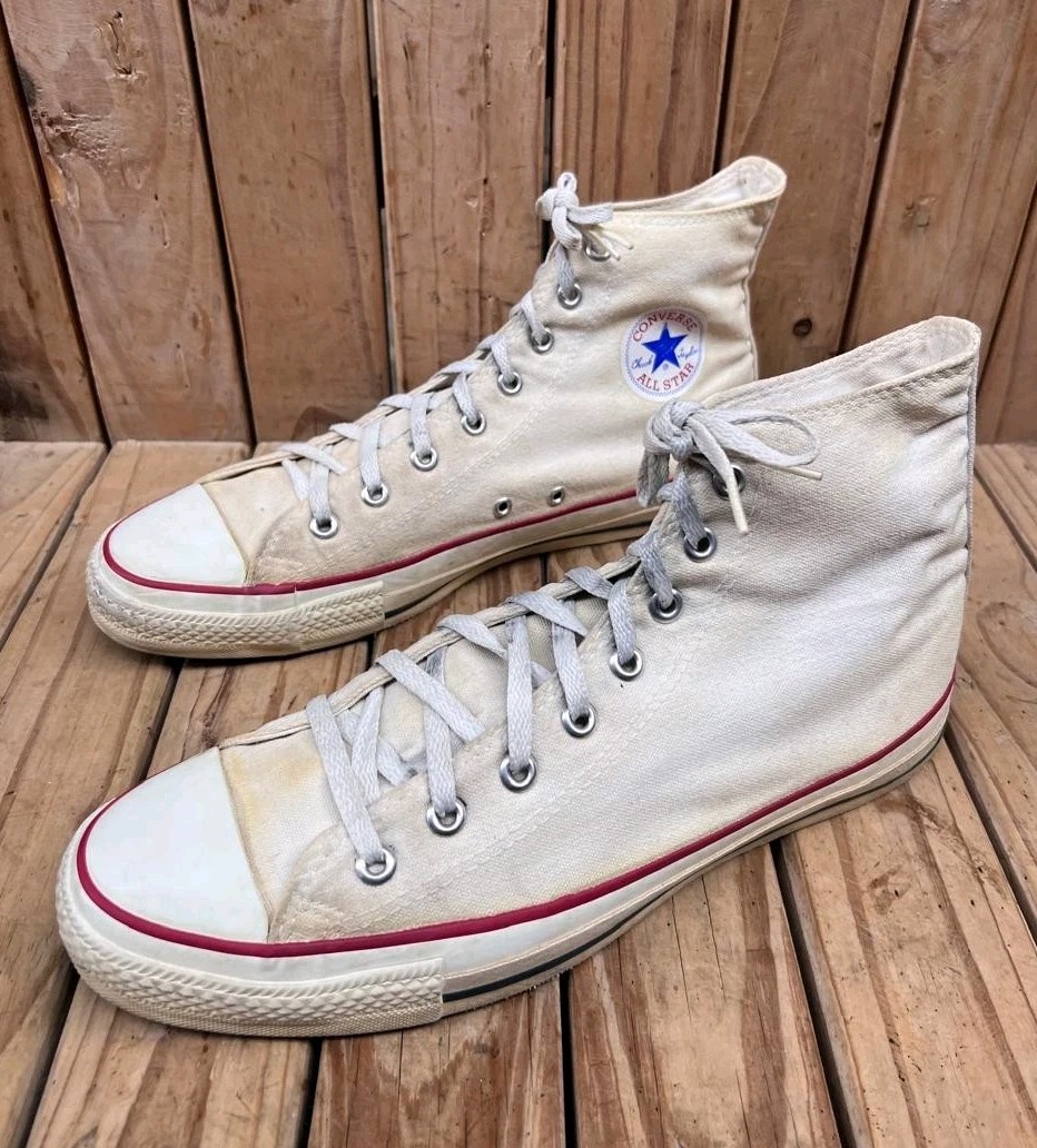 VTG 🔥🔥Rare Chuck Taylor All Star Converse white cream Made In USA 12 uk  11