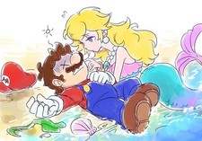 Anime mario character princess peach mermaid Playmat Gaming Mat Desk 5737