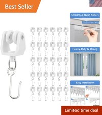 Ceiling Curtain Track Rollers Hooks 60 Pcs Heavy Duty White Metal S Hooks