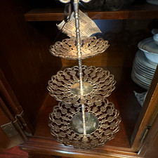 3-Tier Silver Round Metal Cupcake Stand/Holder, Shiny Tiered Serving Stand