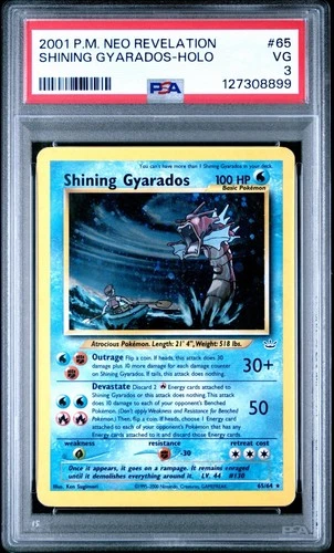 POKEMON 2001 SHINING GYARADOS-HOLO NEO REVELATION #65 PSA 3