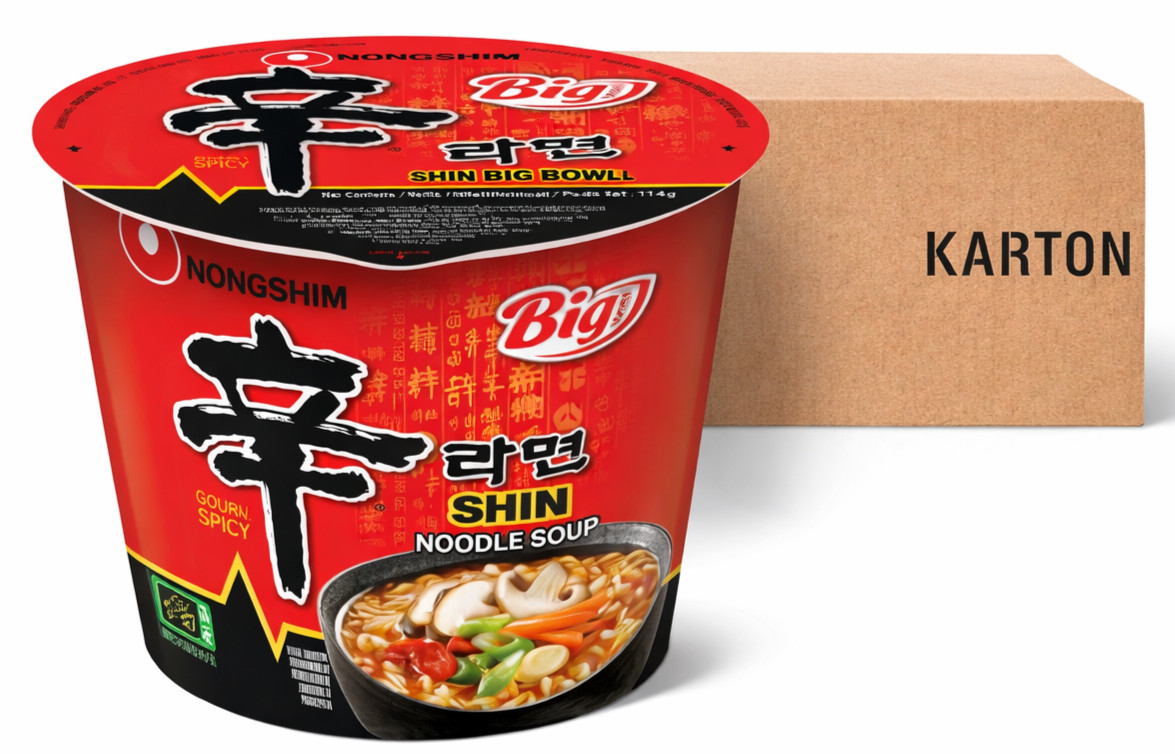Nongshim Shin Ramyun BIG Bowl 16x114g – Koreanische Instantnudeln, scharf