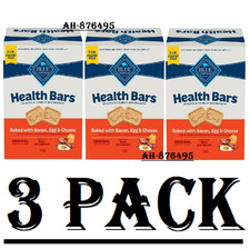 3 Pack BLUE Buffalo Health Bars Crunchy Dog Treat Biscuits, Bacon, Egg  Cheese.