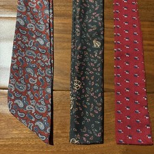 Vintage Men's Necktie Tie Square Skinny Slant Tip Lot Of 3