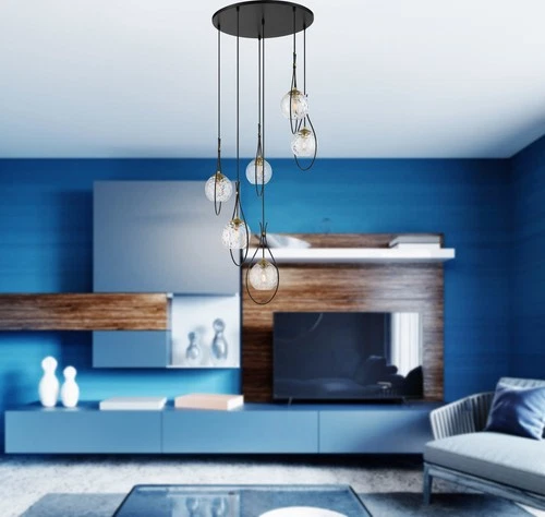 Minka Lavery 1536 Cody 6 Light 28"W Pendant - Coal / Soft Brass - Picture 5 of 8