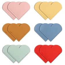 12 Pcs Leather Heart Bookmarks - Handmade Cute Page Book Marks,Stitch Bookmark 