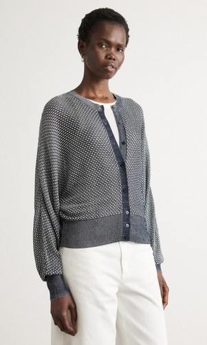 Hugo Boss, HUGO BOSS: Vintage Funari Textured Gray Cardigan Long Sleeve Womens Unisex