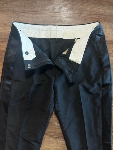 Pantalone Burberry uniforme donna taglia 6 nero a righe misto lana mohair chino nuovo con etichette - Foto 3 di 22