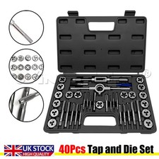 Tap and Die Set 40 Piece Metric Size M3 to M12 Bearing Steel Threading Tool UK