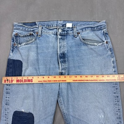 Vintage Levis 501 Jeans Mens 36x30 Blue Y2K Thrashed Repaired