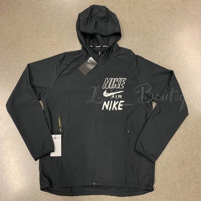 Nike Air Men Essential Running Jacket Hooded Windbreaker CN8446-010 Black  Size M