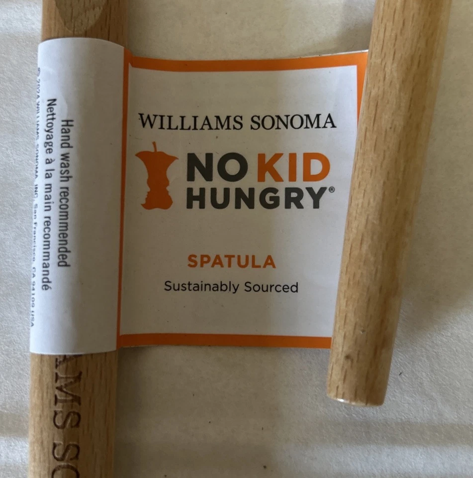 Williams Sonoma No Kid Hungry Spatula Wood Handle Set/2 Jack Black Tan France - Image 4 of 4