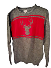 Cat Jack Boys Large L 12/14 Holiday Sweater Gray Red Mock Neck Knit NWT New