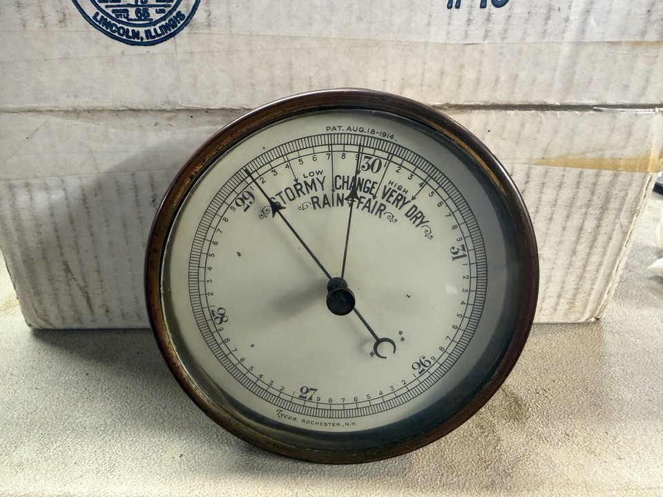 Antique Tycos Barometer - 5-1/4" Brass Case - Circa 1914 - Low Altitude