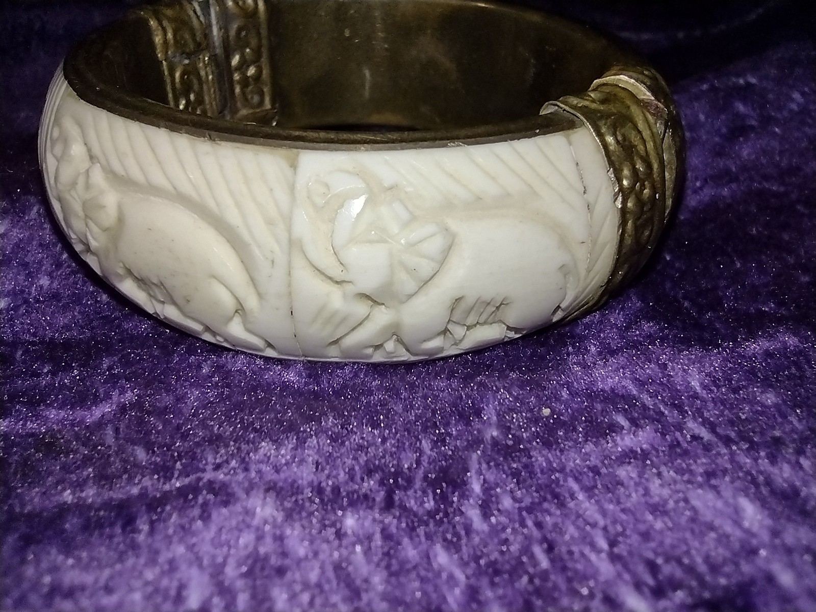 Vintage Cuff Pull Pin Hinged Bangle Bracelet  Han… - image 5