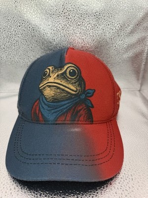 Custom Frog ''RESIST'' Snapback Hat Red Blue Graphic Rebel Toad Baseball Cap