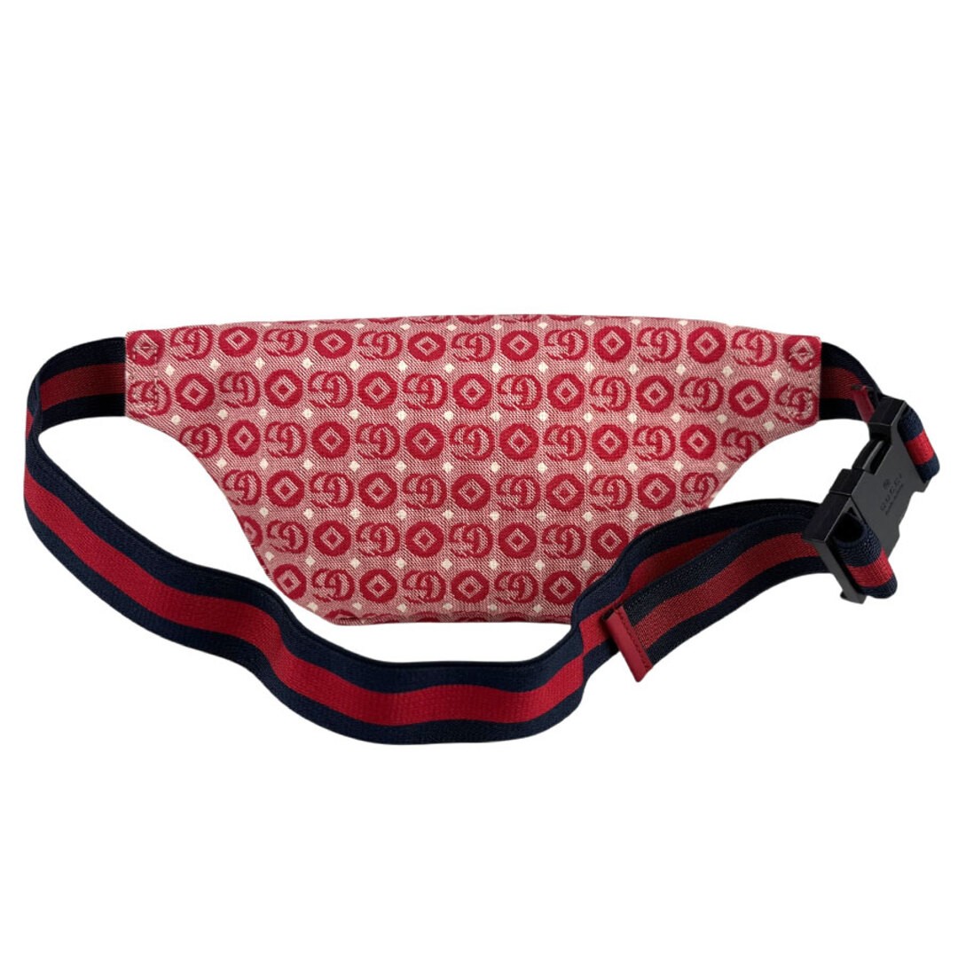 GUCCI Waist Bag Nylon Canvas Red Used +Free Shipping thumbnail 3