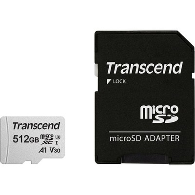 Transcend microSDXC 300S-A 512GB Class 10 UHS-I U3 V30 A1 MicroSD Karte