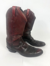 VTG Justin Men's 9.5B Cowboy Boots Oxblood Leather USA Made #0085