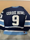 GORDIE HOWE SIGNED HOUSTON AEROS JERSEY w/ HOF and Mr. Hockey Insc.