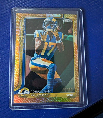 2025 Topps Chrome Davante Adams #165 Gold Football Leather /50 Los Angeles Rams