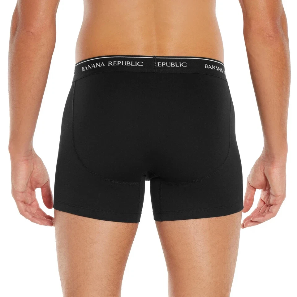 Paquete de 3 calzoncillos boxer Banana Republic cómodos elásticos con cintura para hombre, negros, M Foto 3 de 4