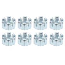 3/8-16 UNC Hexagon Slotted Nut, Grade 6.8 Carbon Steel Hex Nuts, Silver, 8Pcs