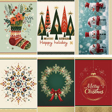 Elegant 24-Piece Christmas Card Set with Envelopes  Stickers, 6 Designs