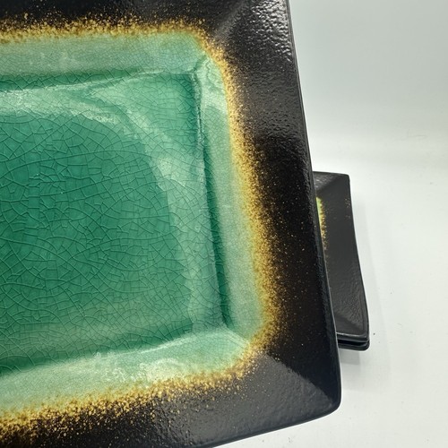 Better Homes & Gardens Jade Crackle Square 8” Salad Plates Lot Of 3 - Picture 3 of 5