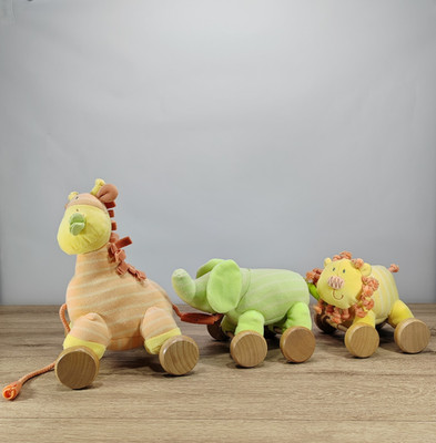 Mamas & Papas Safari Tiere Nachziehtier Stofftier Giraffe Löwe Elefant 2003 selten