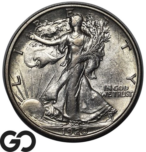 1920 Walking Liberty Half Dollar, Lower Mintage Choice AU Better Date