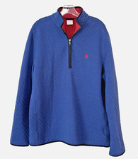 Brooks Brothers Men's 1/4 Zip Blue Red Diamond Quilted Pullover Jacket Sz M EUC
