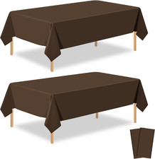 2 Pack Brown Plastic Table Cloth Disposable Rectangle Tablecloth 54 x 108 Inch,