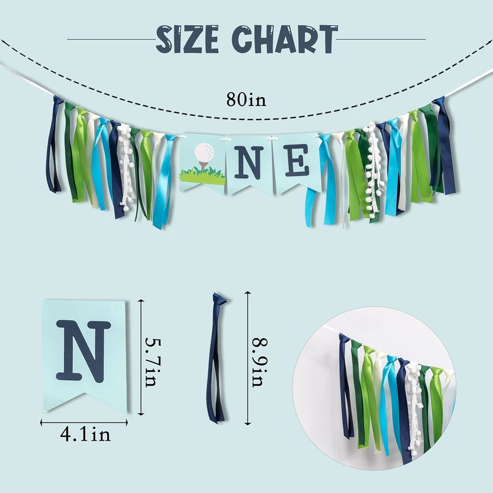 Banner de silla alta de golf para 1er cumpleaños - Decoración de primer cumpleaños para bebé, G Foto 2 de 4