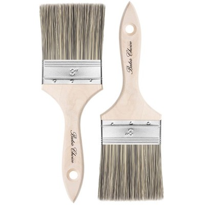 3 Inch Flat Chip Paint Brushes 2 Pack Wooden Handle Synthetic Bristles