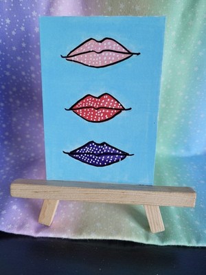 Lipstick Pop Art- Original Art ACEO Miniature Painting Acrylic Marker