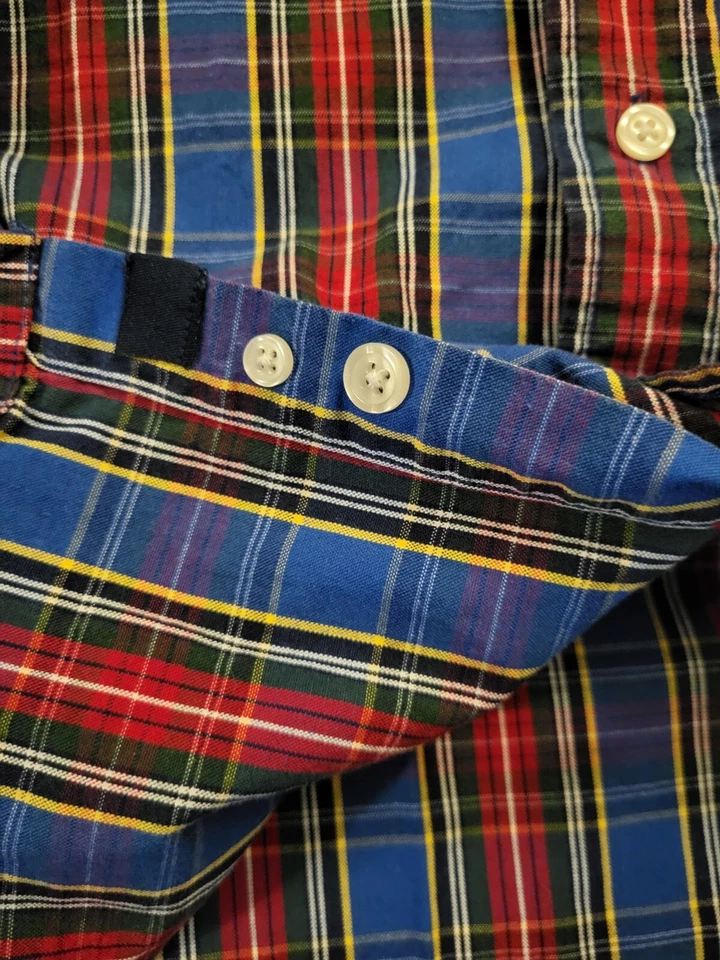 Vintage Club Room Mens Sz Large Red Blue Plaid Button Up L/S Shirt - Image 3 of 4