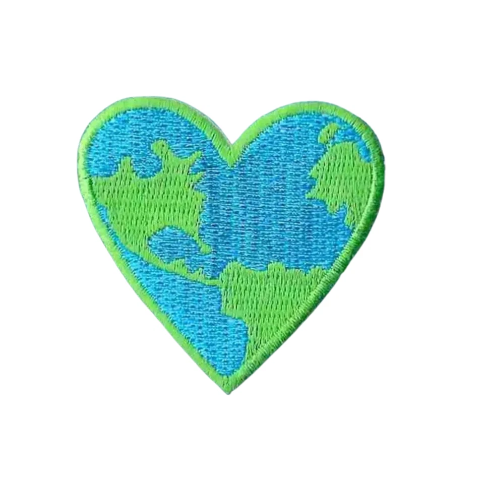 Blue-Green Earth Heart Ecology (3-Pack) Iron On Patch - Image 2 of 4