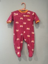 Girl's Carter Size 6M Footed Zip Pajamas Sleepers Pink Elephant