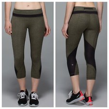 Lululemon Run Inspire Crop II Leggings Women’s 6 Luxtreme Dottie Dash Green