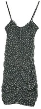 H&M - Black Floral Print Ruched Sleeveless Short Dress - Size XXS 