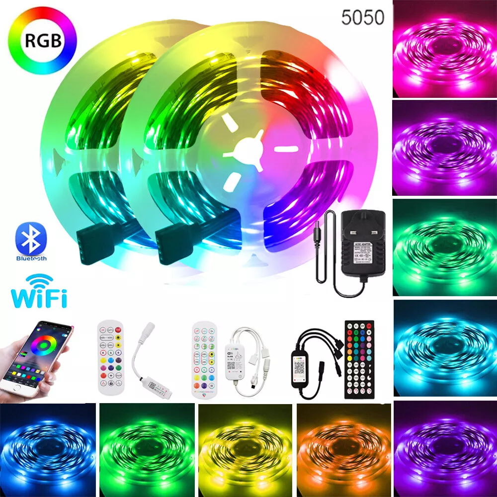 LED Strip Lights 12V 5-30m 5050 RGB Colour Changing Tape Bluetooth Music  Control