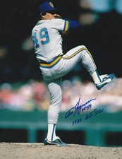 TEDDY HIGUERA  MILWAUKEE BREWERS  1986 ALL STAR   ACTION SIGNED 8x10
