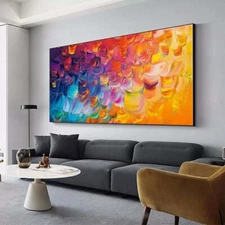 Pure Wall Art Painting Hand painted Abstract Oil Painting Living Room Yellow
