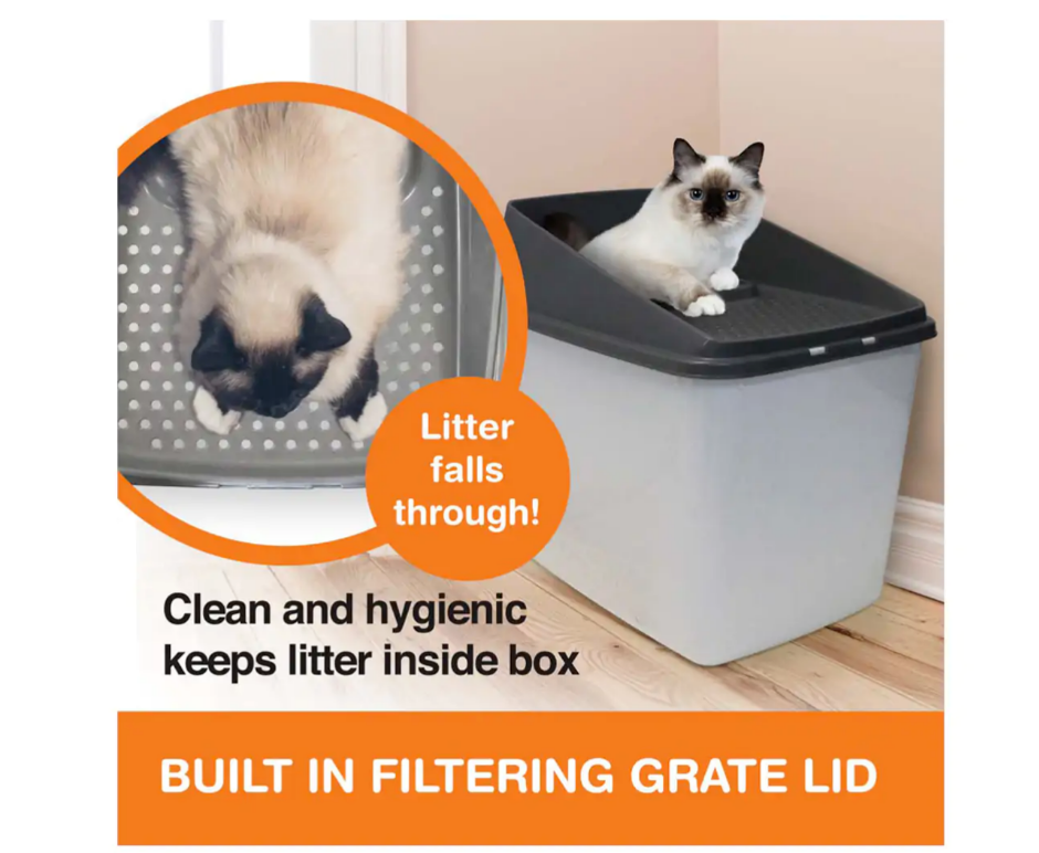 Covered No Mess Cat Litter Box Dog Proof Enclosed Kitty Toilet XL Top Entry Tray eBay