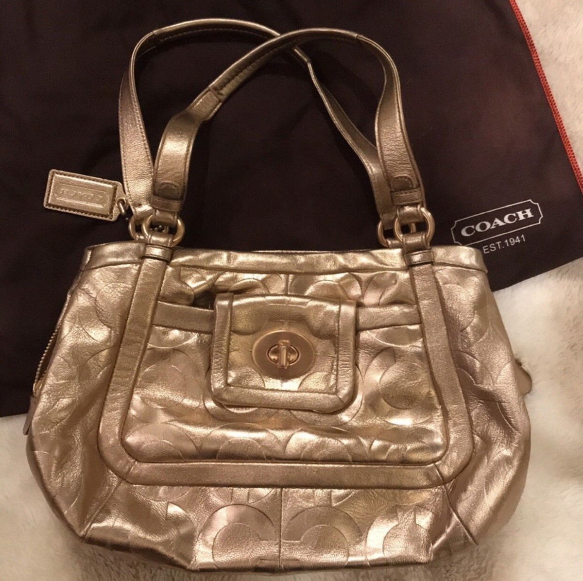 【新品未使用】COACH シルバー ローズゴールド Rare COACH Metallic, Rose Gold Bag | eBay