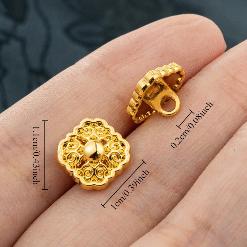 10pcs Metal Shank Square Buttons Retro Gold for Garment DIY Sewing Craft 1cm - Image 4 of 4