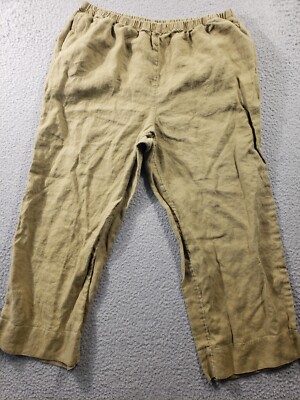 J Jill Pants Women's Large Beige Linen Wide Leg Stretch Cropped Casual 30x25