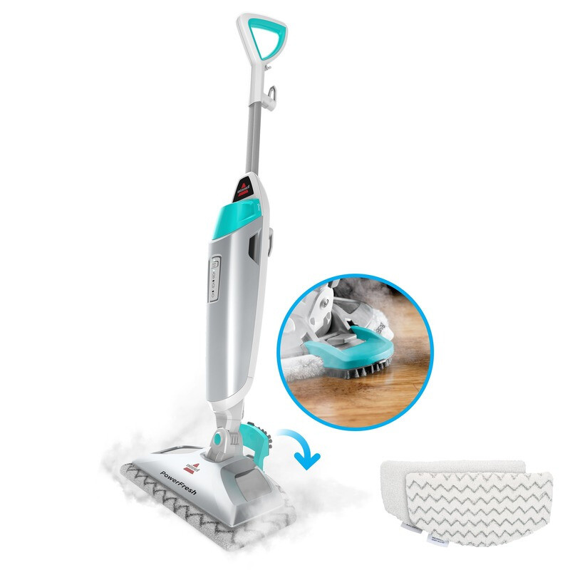 PowerFresh Steam Mop with Scrubbing Brush Removable Tank Gray 2022 Model  -image